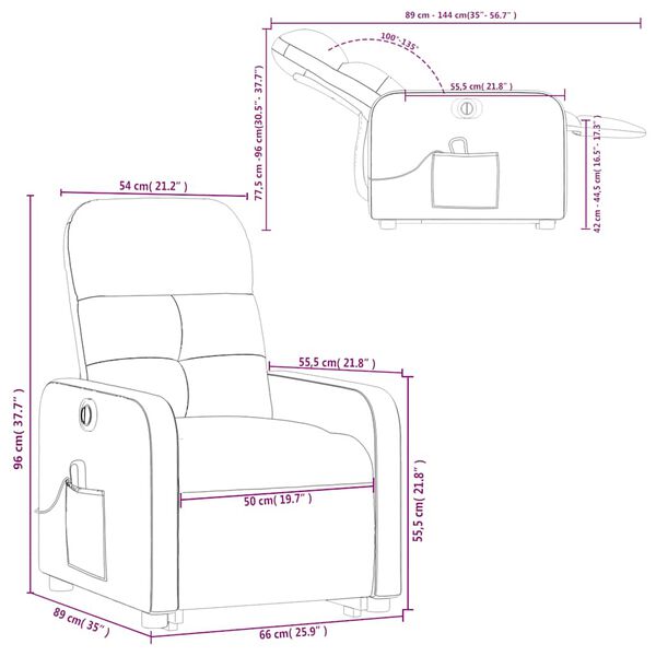 vidaXL Electric Stand up Massage Recliner Chair Light Grey Fabric