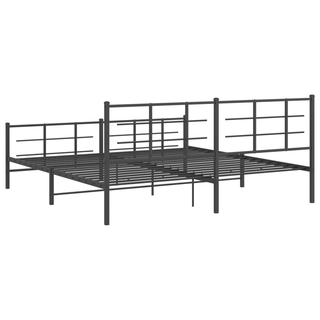 vidaXL Metal Bed Frame without Mattress with Footboard Black 193x203cm