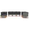 vidaXL 9 Piece Garden Lounge Set with Cushions Poly Rattan Grey
