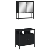 vidaXL 2 Piece Bathroom Furniture Set Black Engineered Wood