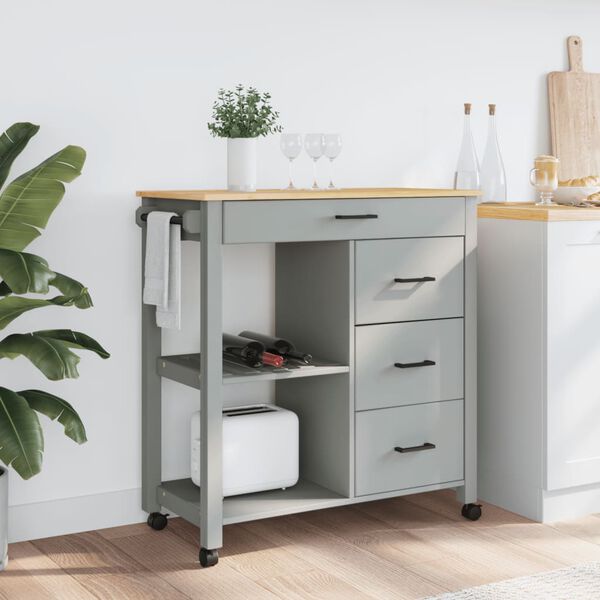 vidaXL Kitchen Trolley MONZA 84x40x90 cm Solid Wood Pine
