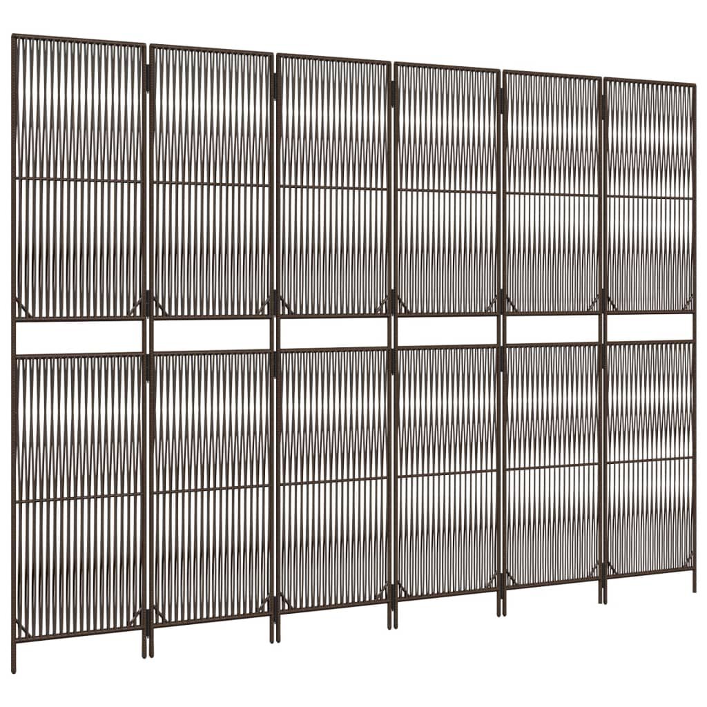 vidaXL Room Divider 6 Panels Brown Poly Rattan