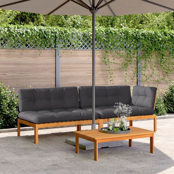 vidaXL 3 Piece Garden Pallet Sofa Set with Cushions Solid Wood Acacia
