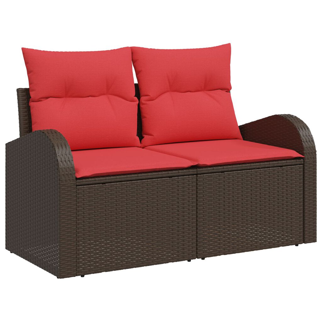 vidaXL 8 Piece Garden Sofa Set with Cushions Brown Poly Rattan