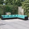 vidaXL 8 Piece Garden Lounge Set with Cushions Poly Rattan Black