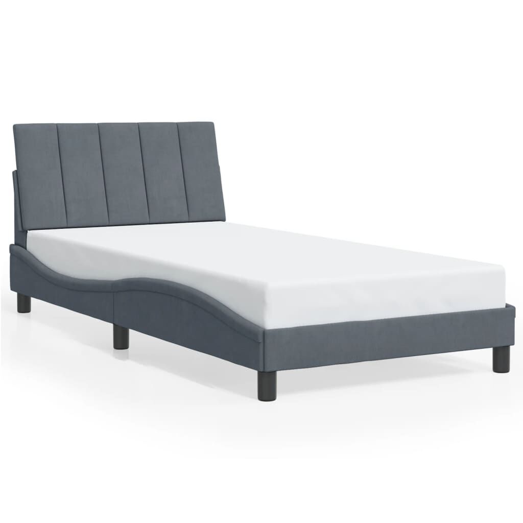 vidaXL Bed Frame without Mattress Dark Grey 100x190 cm Velvet