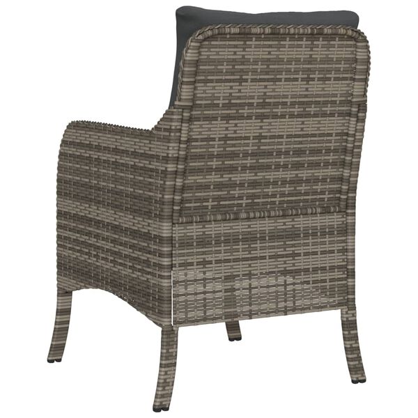 vidaXL Garden Chairs with Cushions 2 pcs Grey Poly Rattan