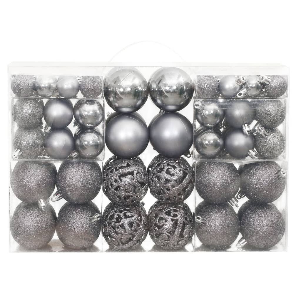 vidaXL Christmas Baubles 100 pcs Grey 3 / 4 / 6 cm