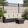 vidaXL 5 Piece Garden Sofa Set with Cushions Black Poly Rattan