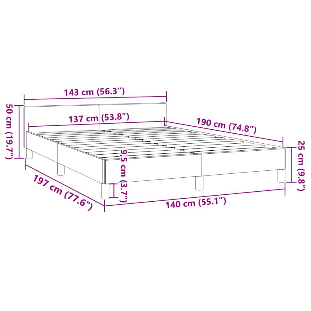 vidaXL Bed Frame without Mattress Dark Grey Double Velvet