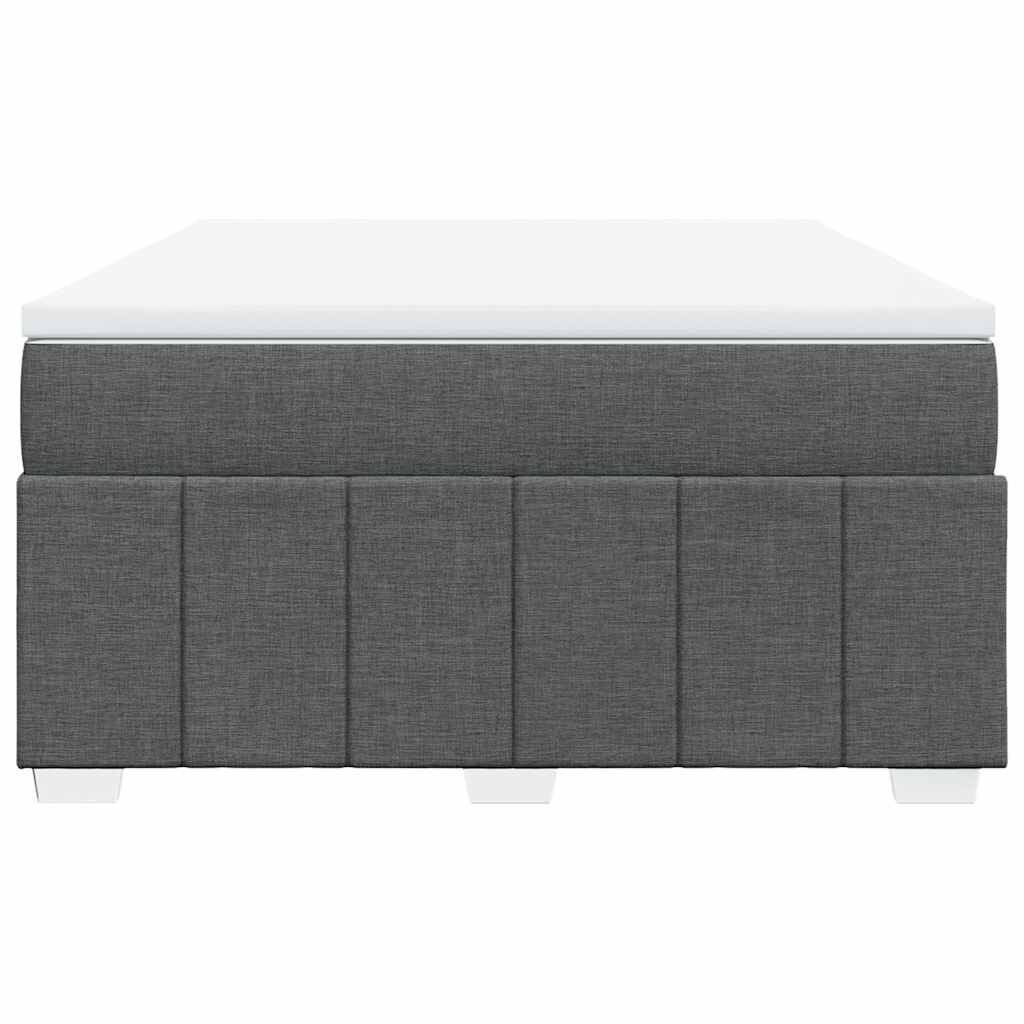 vidaXL Box Spring Bed with Mattress Dark Grey Full Fabric