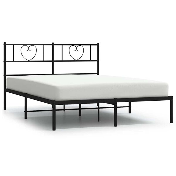 vidaXL Metal Bed Frame without Mattress with Headboard Black 150x200cm
