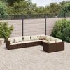 vidaXL 9 Piece Garden Sofa Set with Cushions Brown Poly Rattan