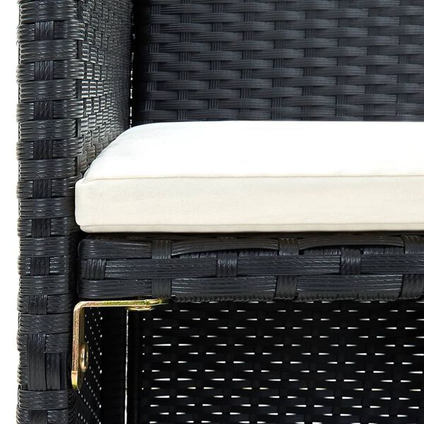 vidaXL 4 Piece Garden Lounge with Cushions Set Poly Rattan Black