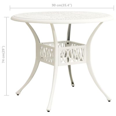 vidaXL Garden Table White 90x90x74 cm Cast Aluminium