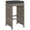 vidaXL Garden Bar Stools with Cushions 4 pcs Grey Poly Rattan