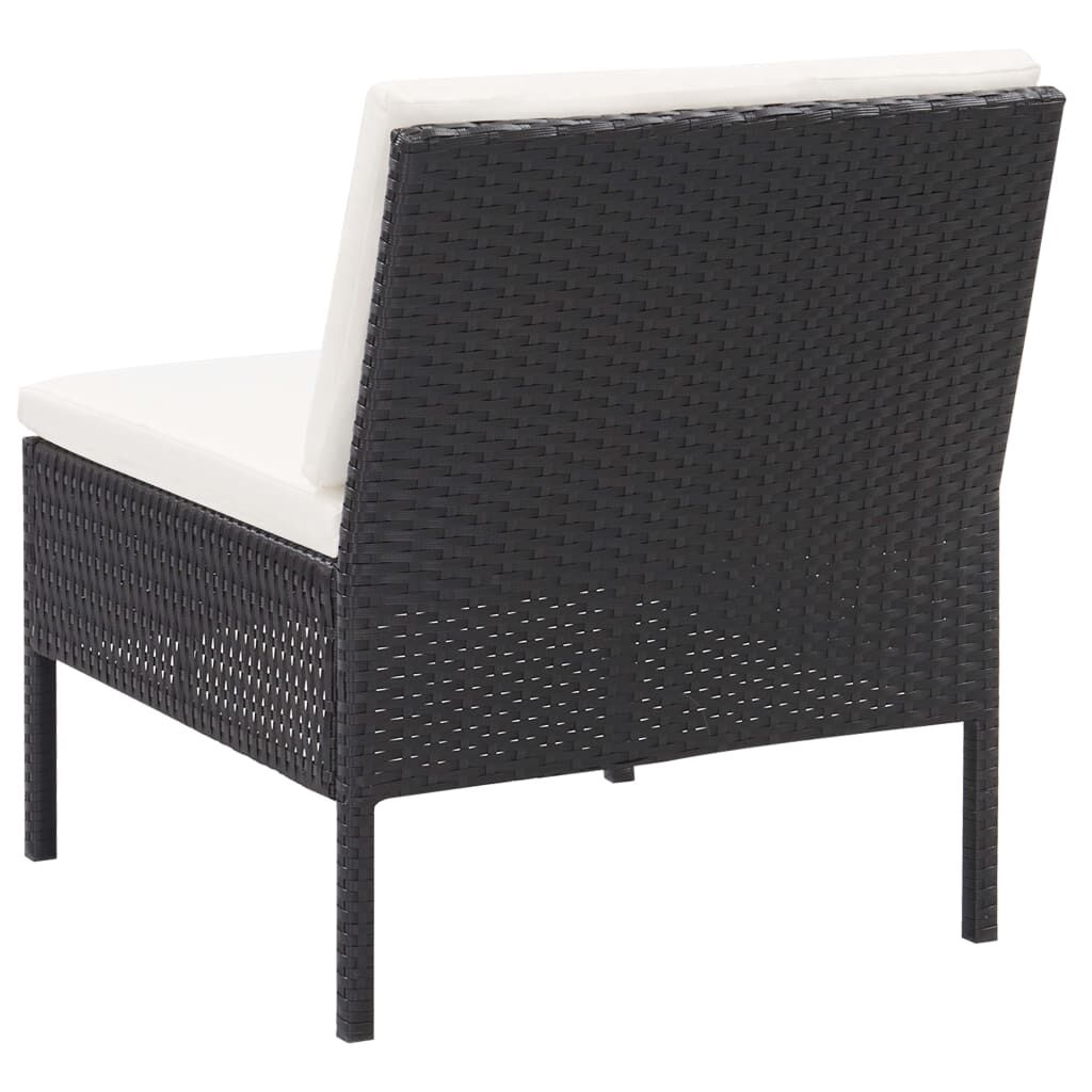 vidaXL 3 Piece Garden Lounge Set with Cushions Poly Rattan Black