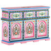 vidaXL Hand-Painted Sideboard Multicolour 110x30x76cm Solid Mango Wood