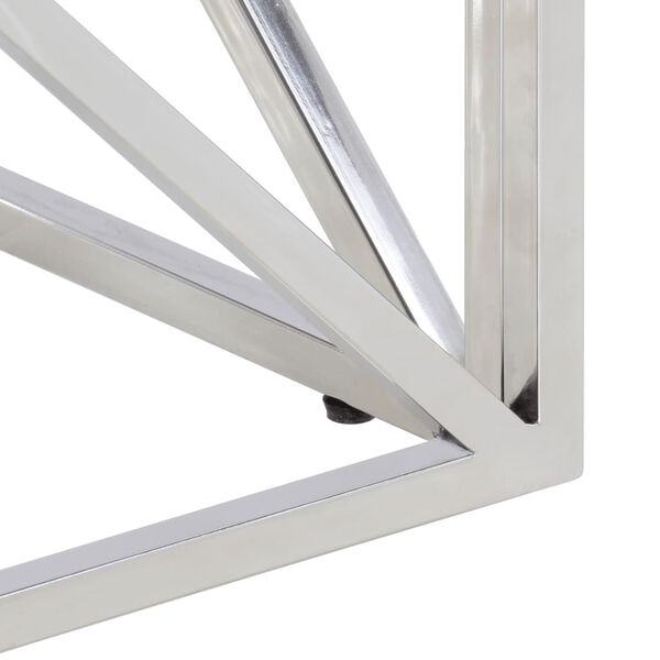 vidaXL Coffee Table Silver Stainless Steel and Solid Acacia Wood