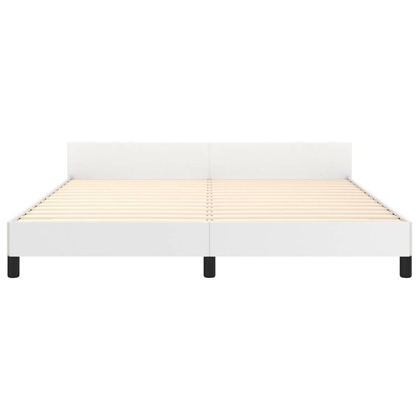 vidaXL Bed Frame without Mattress White King Faux Leather