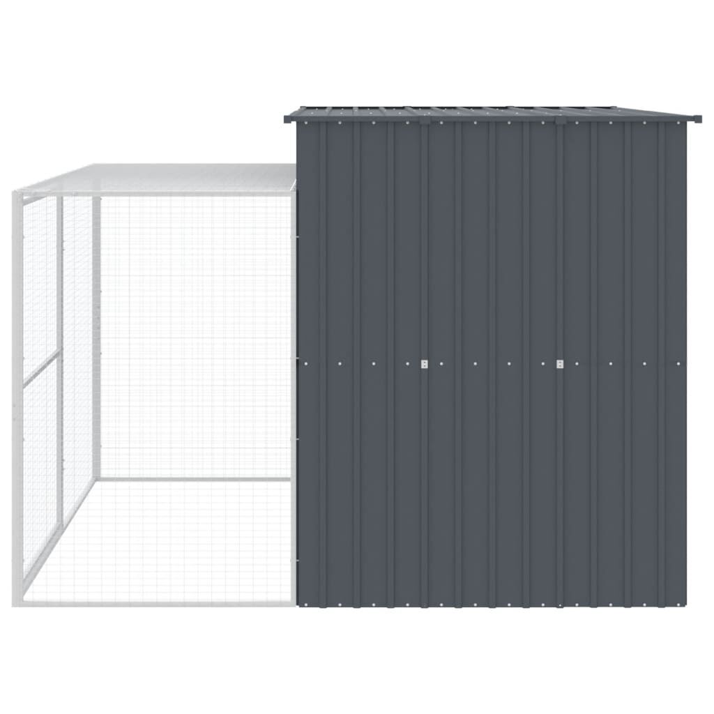 vidaXL Dog House with Run Anthracite 214x253x181 cm Galvanised Steel