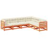 vidaXL 6 Piece Garden Sofa Set with Cushions Wax Brown Solid Wood Pine