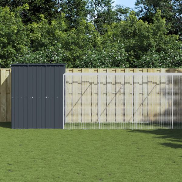 vidaXL Chicken Cage with Run Anthracite 165x1067x181 cm Galvanised Steel