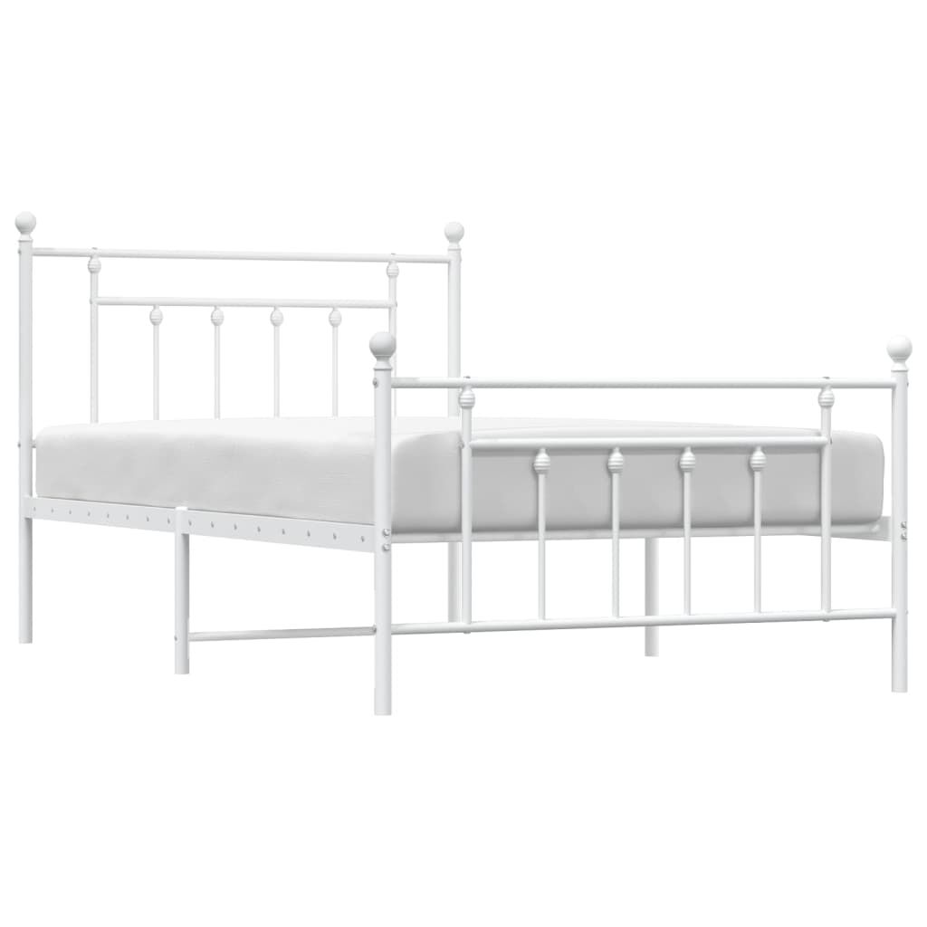 vidaXL Metal Bed Frame without Mattress with Footboard White 100x200cm