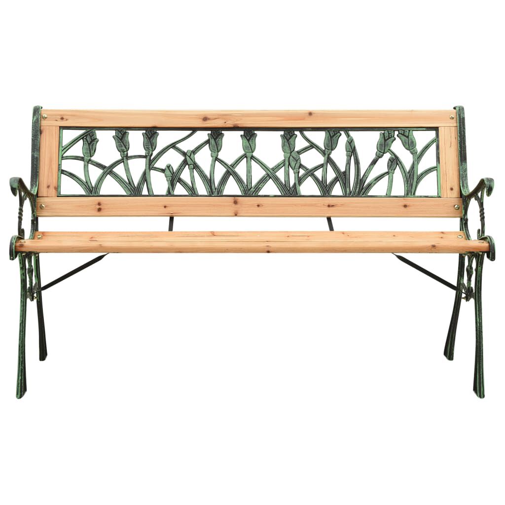 vidaXL Garden Bench 122 cm Cast Iron and Solid Firwood