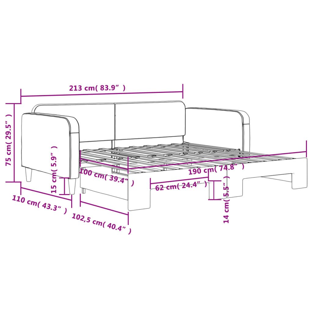 vidaXL Daybed with Trundle without Mattress Dark Grey 100x190 cm