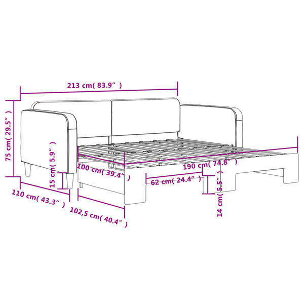 vidaXL Daybed with Trundle without Mattress Dark Grey 100x190 cm