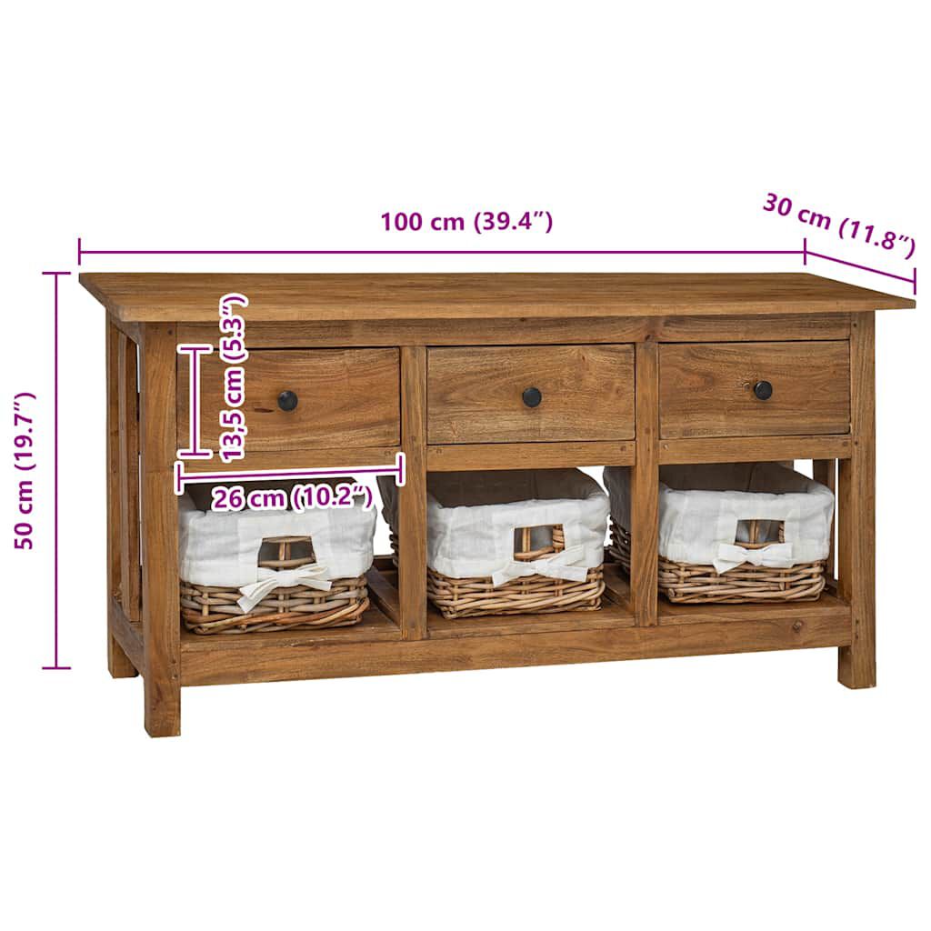 vidaXL Sideboard Solid Mahogany Wood 100x30x50 cm