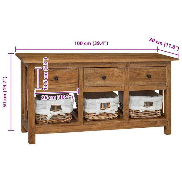 vidaXL Sideboard Solid Mahogany Wood 100x30x50 cm