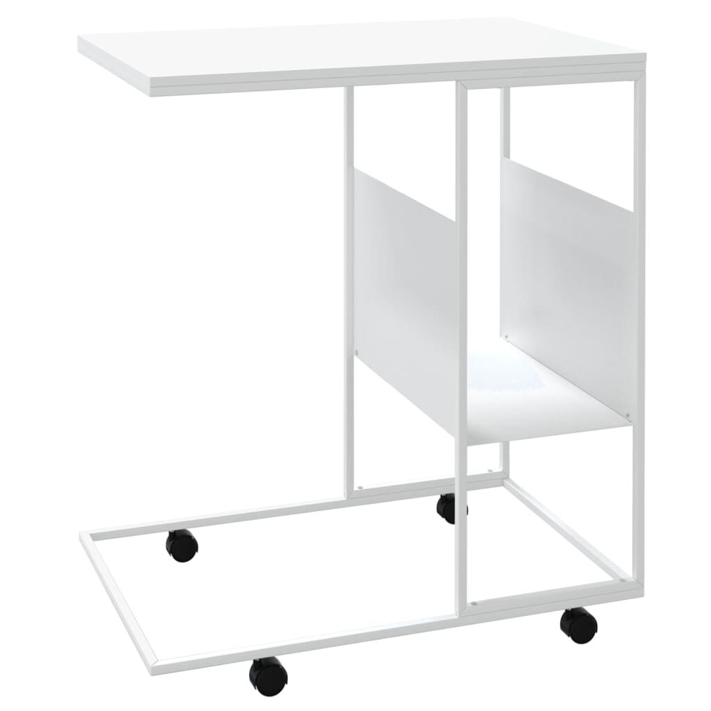 vidaXL Side Table with Wheels White 55x36x63.5 cm Engineered Wood