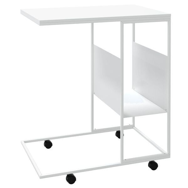 vidaXL Side Table with Wheels White 55x36x63.5 cm Engineered Wood