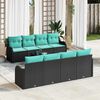 vidaXL Garden Sofa Set with Cushion 9 pcs Black and Turquoise
