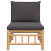 vidaXL Garden Middle Sofa with Dark Grey Cushions Bamboo