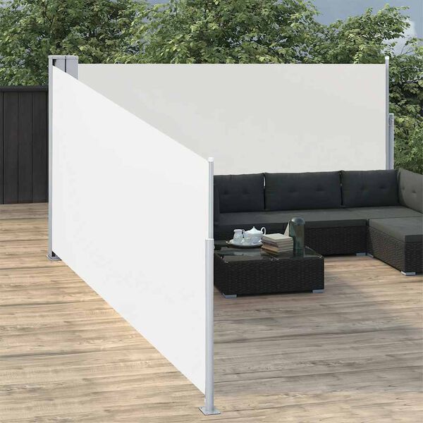 vidaXL Retractable Side Awning Cream 170x1000 cm