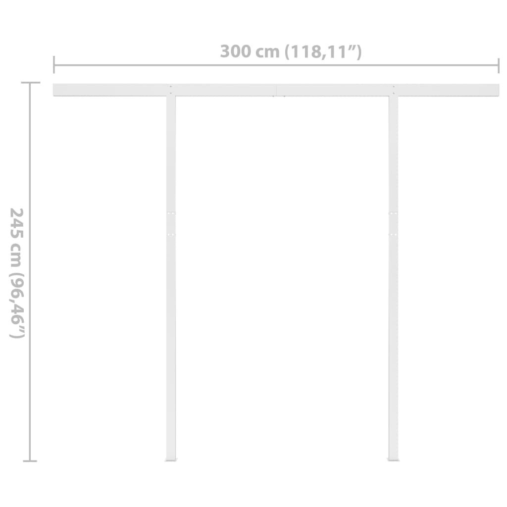 vidaXL Automatic Retractable Awning with Posts 3x2.5 m Cream