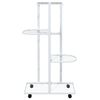vidaXL 4-Floor Flower Stand with Wheels 44x23x80 cm White Iron