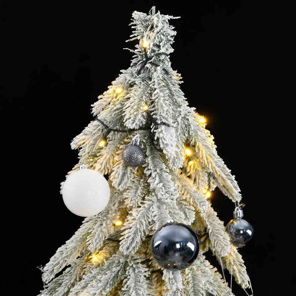 vidaXL Artificial Christmas Tree 300 LEDs&Ball Set&Flocked Snow 210 cm