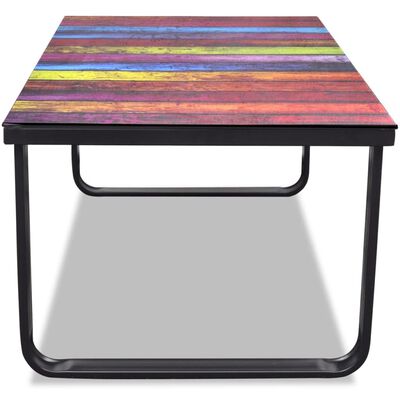 vidaXL Coffee Table with Rainbow Printing Glass Top