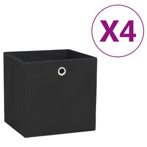 vidaXL Storage Boxes 4 pcs Non-woven Fabric 28x28x28 cm Black