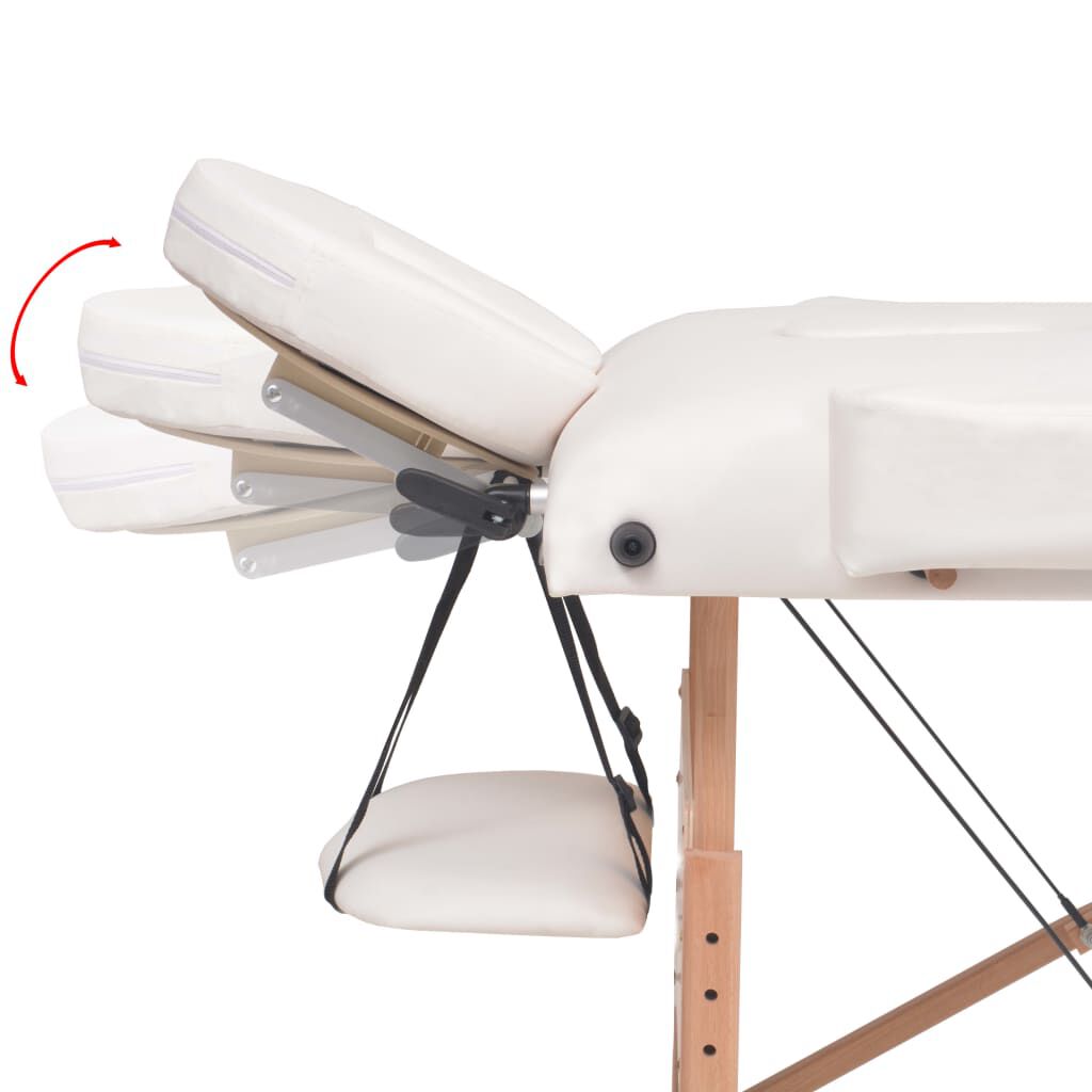 vidaXL 3-Zone Folding Massage Table and Stool Set 10 cm Thick White