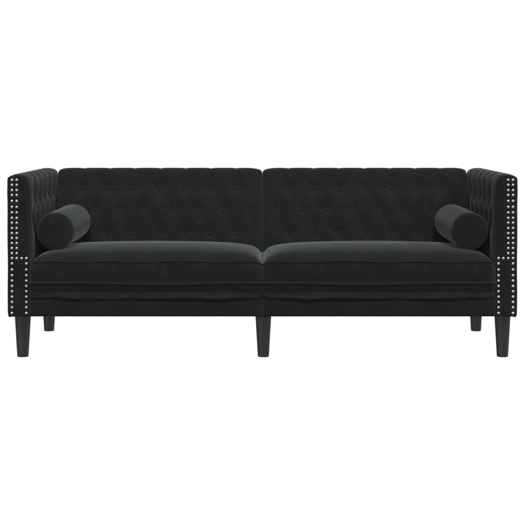 vidaXL Chesterfield Sofa with Bolsters 3-Seater Black Velvet