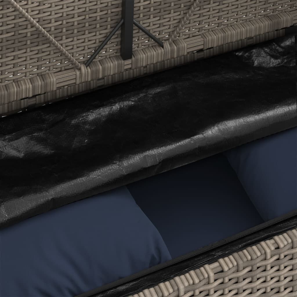 vidaXL Garden Bench with Cushions Grey Poly Rattan