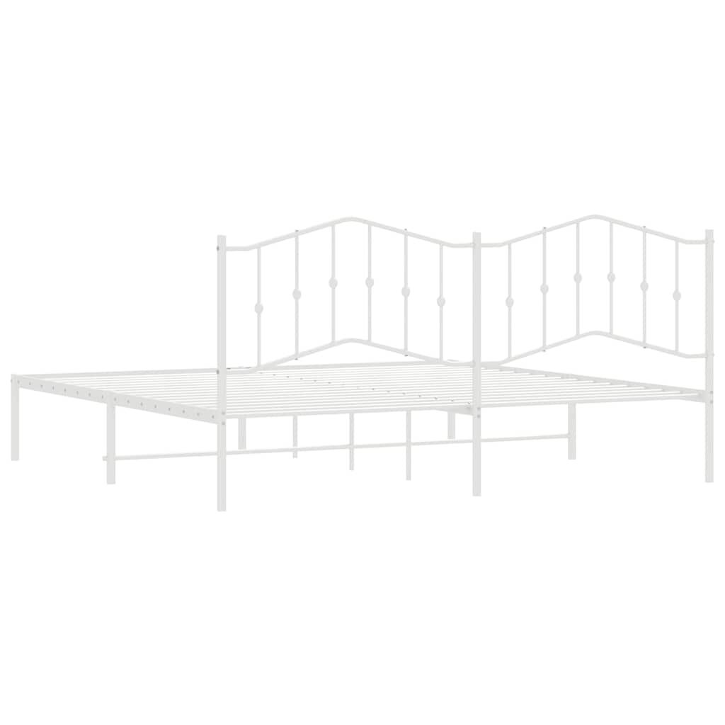 vidaXL Metal Bed Frame without Mattress with Headboard White 193x203cm