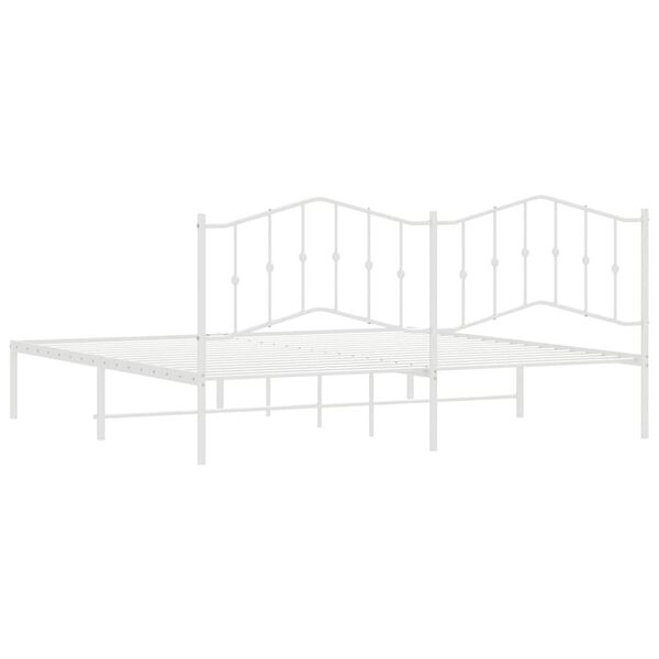 vidaXL Metal Bed Frame without Mattress with Headboard White 193x203cm