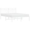 vidaXL Metal Bed Frame without Mattress with Headboard White 135x190cm