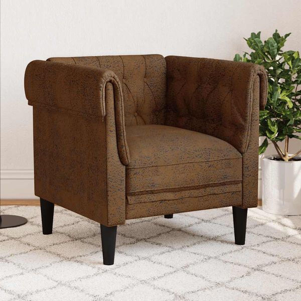vidaXL Chesterfield Sofa Chair Brown Fabric